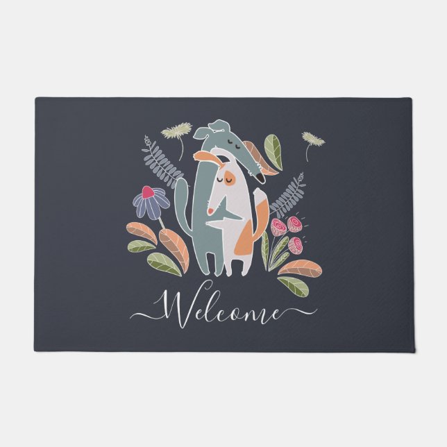 Felpudo Customized Podenco and Galgo Dog Together Navy (Anverso)