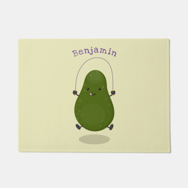 Felpudo Cute aguacate salto cuerda personalizado ilustraci (Anverso)