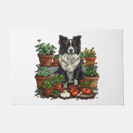 Felpudo Cute Border Collie Gardening