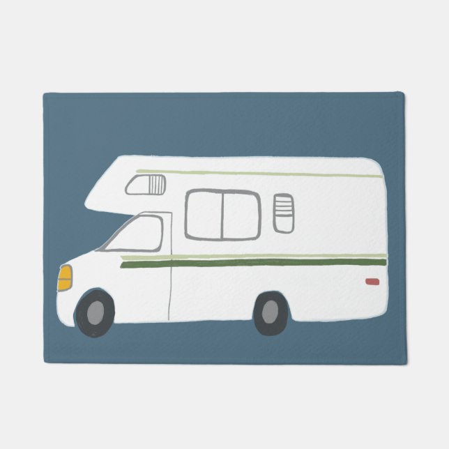Felpudo Cute Camper Vintage Motorhome Art (Anverso)