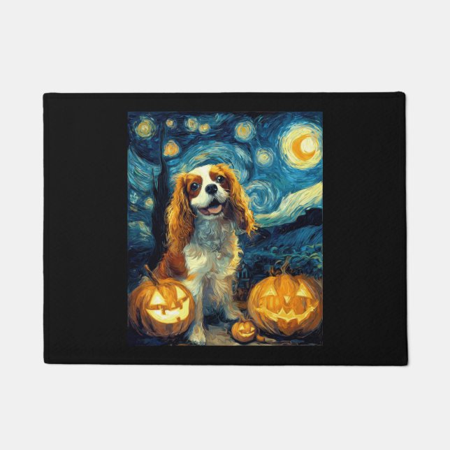 Felpudo Cute Cavalier King Charles Spaniel Dog Halloween J (Anverso)