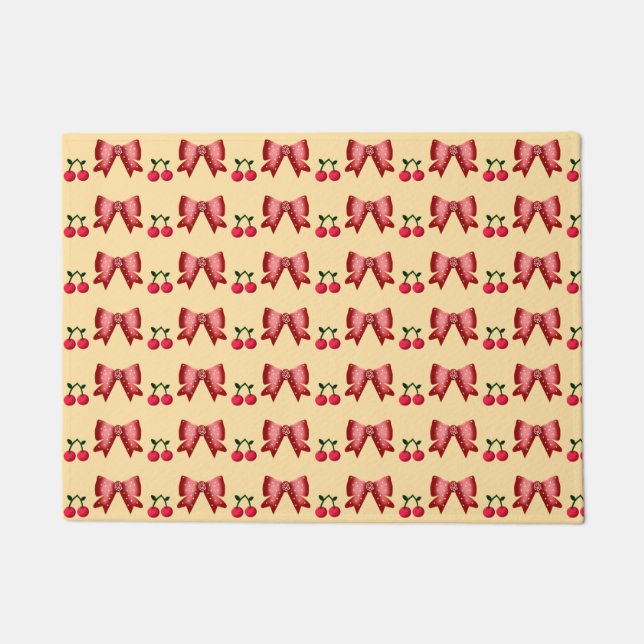 Felpudo Cute Cherry Bow Seamless Pattern Pink Aesthetic Ka (Anverso)