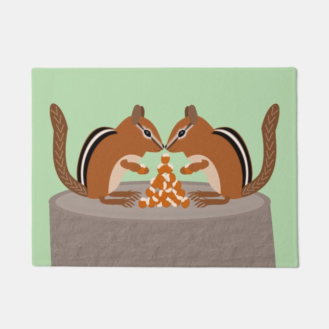 Felpudo Cute Chipmunks Fall Wedding (Anverso)