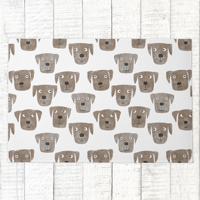 Felpudo Cute chocolate Labrador recuperador de perro acuar (Chocolate Labrador Retriever dog pattern doorma)