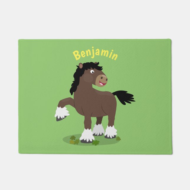 Felpudo Cute Clydesdale personalizado de caballo ilustraci (Anverso)