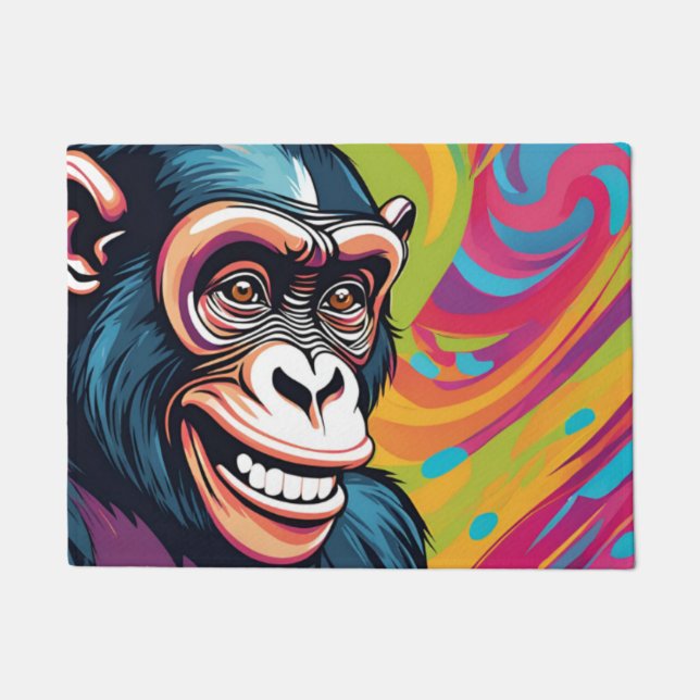 Felpudo Cute Crazy Funny Chimpanzee (Anverso)