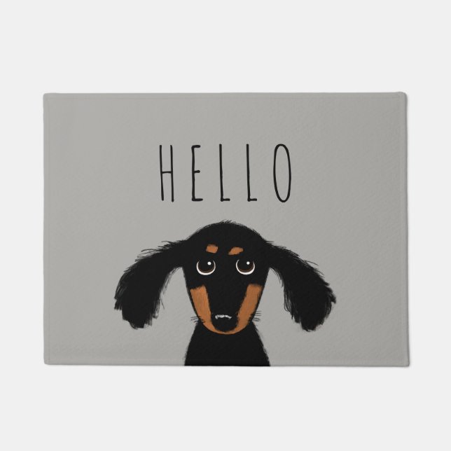 Felpudo Cute Dachshund Puppy | Perro vienés Hola Doormat (Anverso)