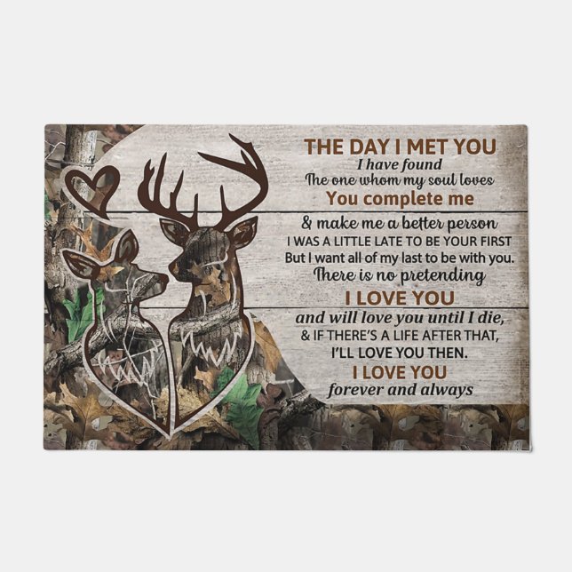 Felpudo Cute Deer Couples Doormat, Lovely Letter (Anverso)