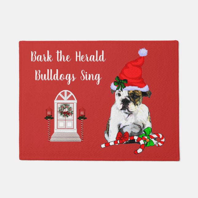 Felpudo Cute English Bulldog Navidad (Anverso)