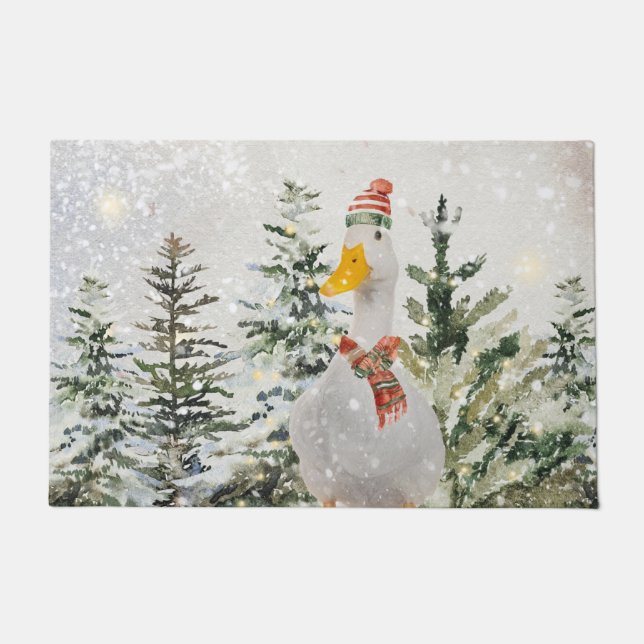 Felpudo Cute Festiva Winter Duck (Anverso)