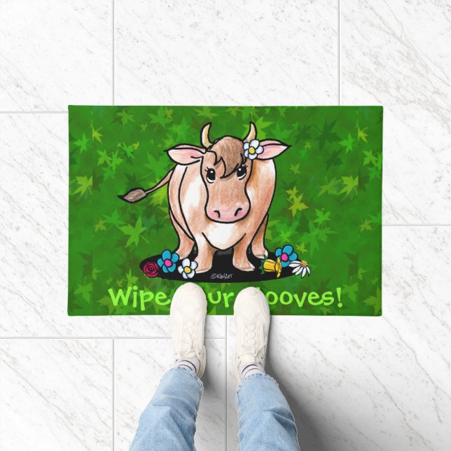 Felpudo Cute Garden Helper Cow Doormat (Interior)