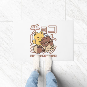 Felpudo Cute gato montando leche de chocolate Carton Kawai