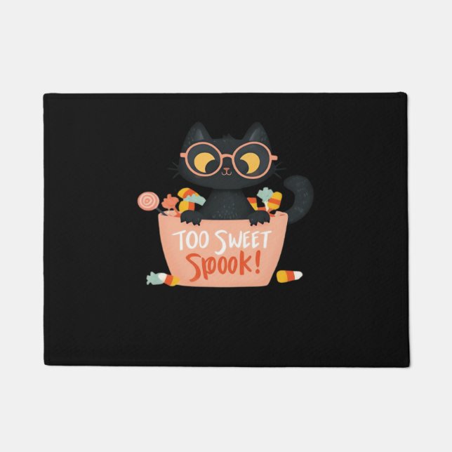 Felpudo Cute gato negro Halloween Candy Too Sweok Spook -  (Anverso)