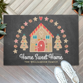 Felpudo Cute Gingerbread House Hogar Sweet Home Chalkboard