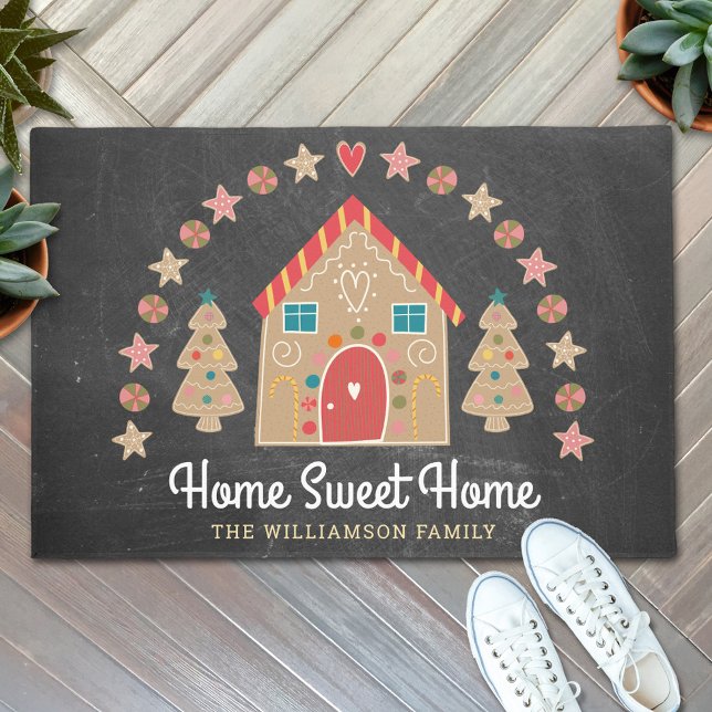 Felpudo Cute Gingerbread House Hogar Sweet Home Chalkboard (Subido por el creador)