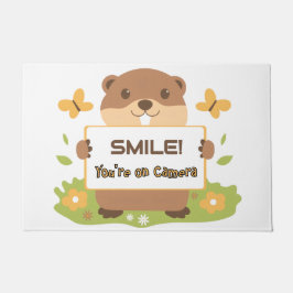 Felpudo Cute Groundhog “Smile You’re on Camera” Security