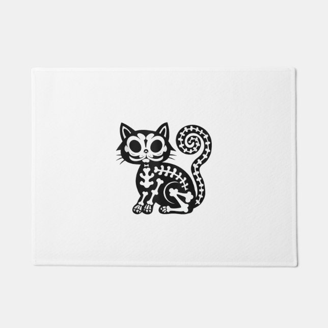 Felpudo Cute Halloween Cat Skeleton Animal Skull Kitty Arc (Anverso)