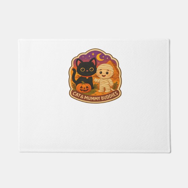 Felpudo Cute Halloween Cat y momia Embroidery Parche Stic (Anverso)