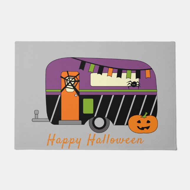 Felpudo Cute Halloween RV Camper Personalizable (Anverso)