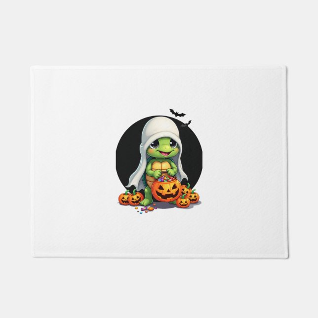 Felpudo Cute Halloween Turtle Ghost with Candy (7) (Anverso)