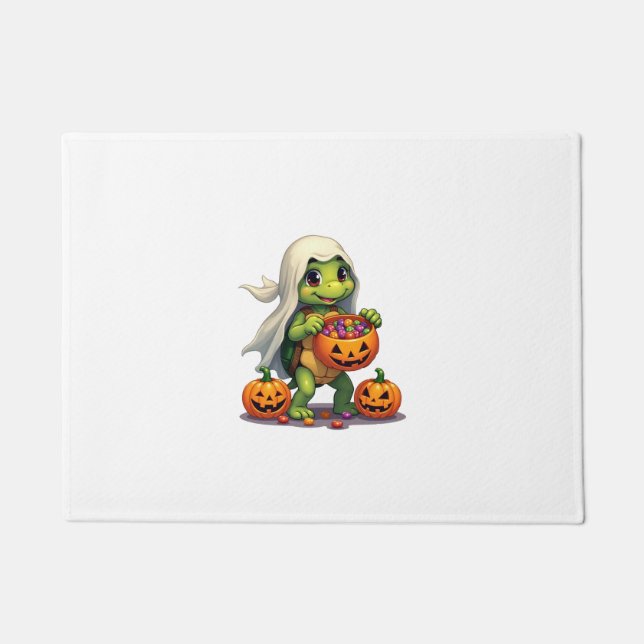 Felpudo Cute Halloween Turtle Ghost with Candy (8) (Anverso)