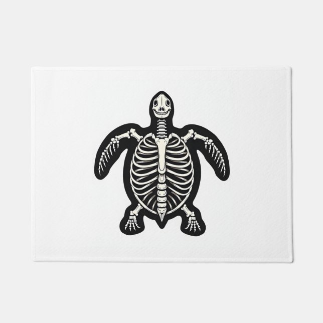 Felpudo Cute Halloween Turtle Skeleton Tortoise Fossiers A (Anverso)