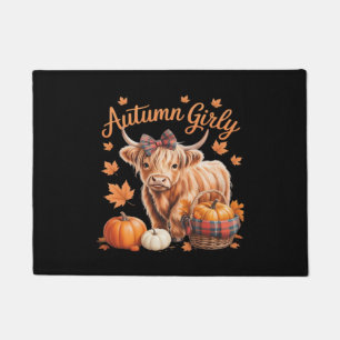 Felpudo Cute Highland Cow Otoño Girly Acción de Gracias C