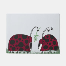 Felpudo Cute Ladybugs Y Mistletoe