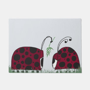 Felpudo Cute Ladybugs Y Mistletoe