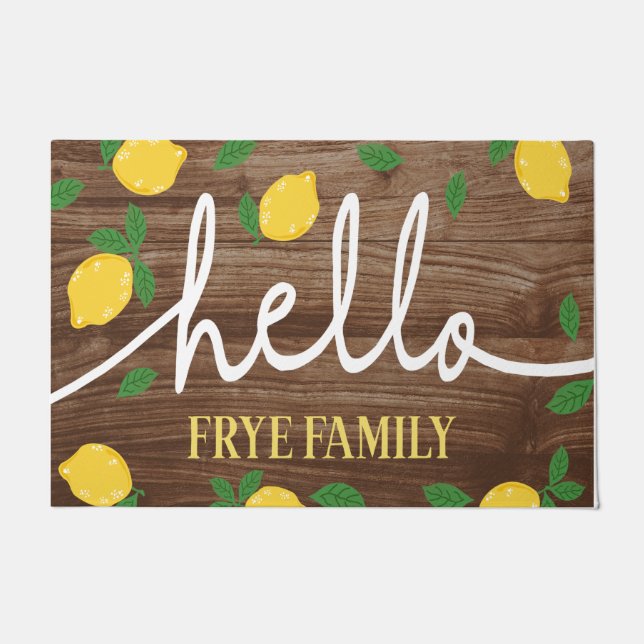 Felpudo Cute Lemons Mat personalizado,Hola Lemon (Anverso)