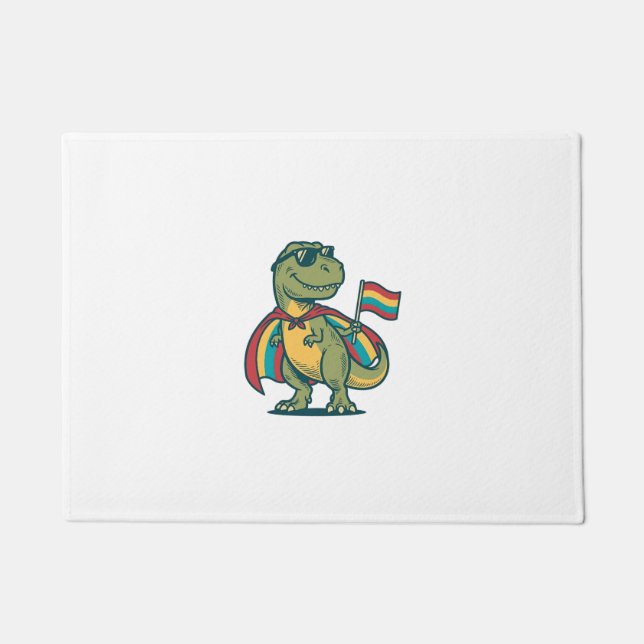 Felpudo Cute Pride Dinosaur Vector Diseño de Camiseta_1 (Anverso)
