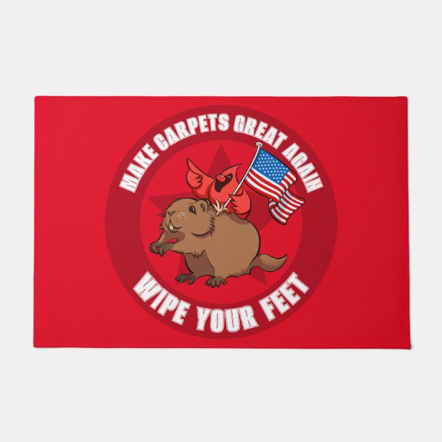 Felpudo Cute Red Cardinal Make Carpets Great Again Cartoon (Anverso)