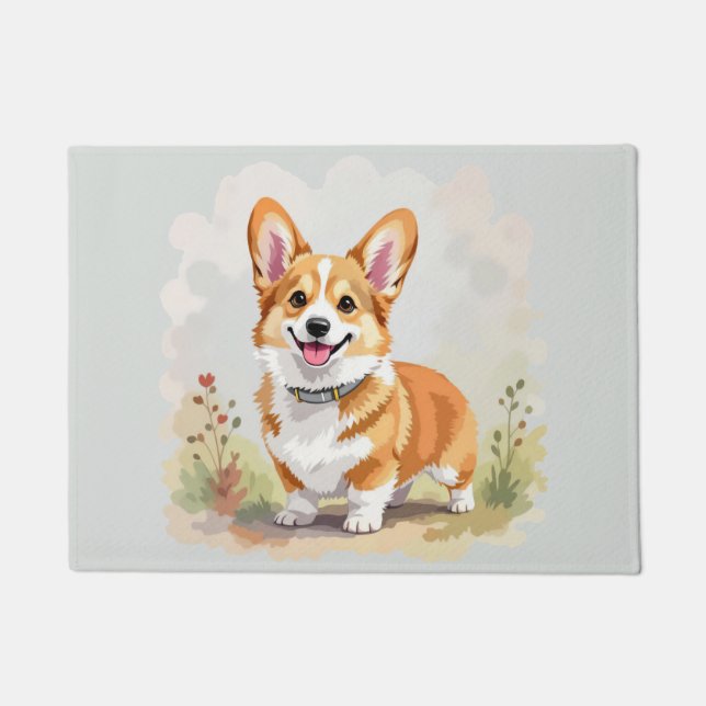 Felpudo Cute Red Pembroke Welsh Corgi Dog (Anverso)