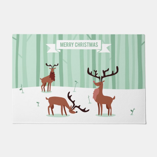 Felpudo Cute Reindeers Navidades esteras de puerta (Anverso)