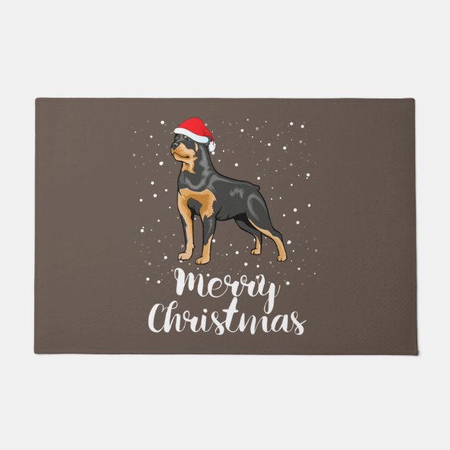 Felpudo Cute Rottweiler Santa Hat Merry Christmas Costume (Anverso)