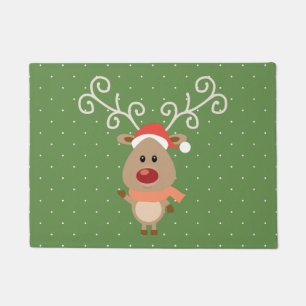 Felpudo Cute Rudolph, el personalizado de renos de nariz r