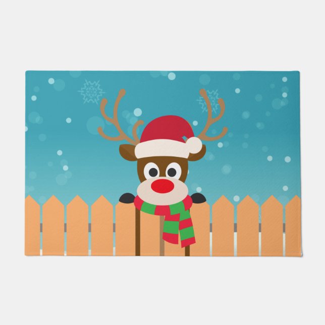 Felpudo Cute Rudolph El Reno De La Nariz Roja | Doormat (Anverso)