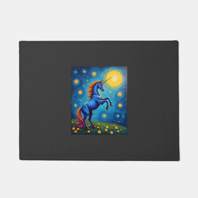 Felpudo Cute Unicorn Starry Night (1) (Anverso)