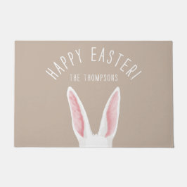 Felpudo Cute White Bunny Ears On Beige Happy Easter