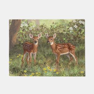 Felpudo Cute Whitetail Deer Twin Fawns