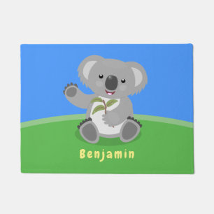 Felpudo Cuto feliz koala saludando al ilustracion personal