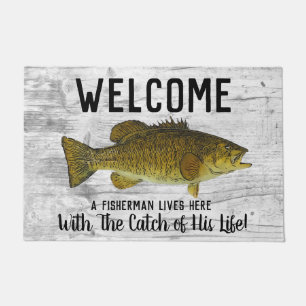 Felpudo Cuto Funny Smallmouth Bass Bienvenida Pesca Cita D
