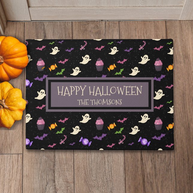 Felpudo Cuto negro colorido mágico Feliz Halloween (Subido por el creador)