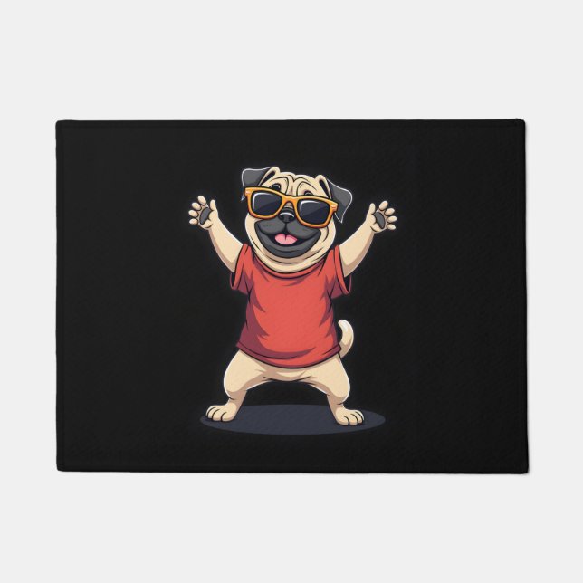 Felpudo Dabbing Dab Pug Dog Mascotas bailan pipa animal (Anverso)