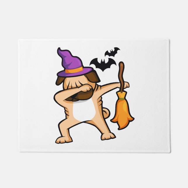 Felpudo Dabbing Halloween Pug Dog (Anverso)