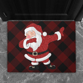 Felpudo Dabbing Red Plaid Santa Claus | Búfalo Rústico div