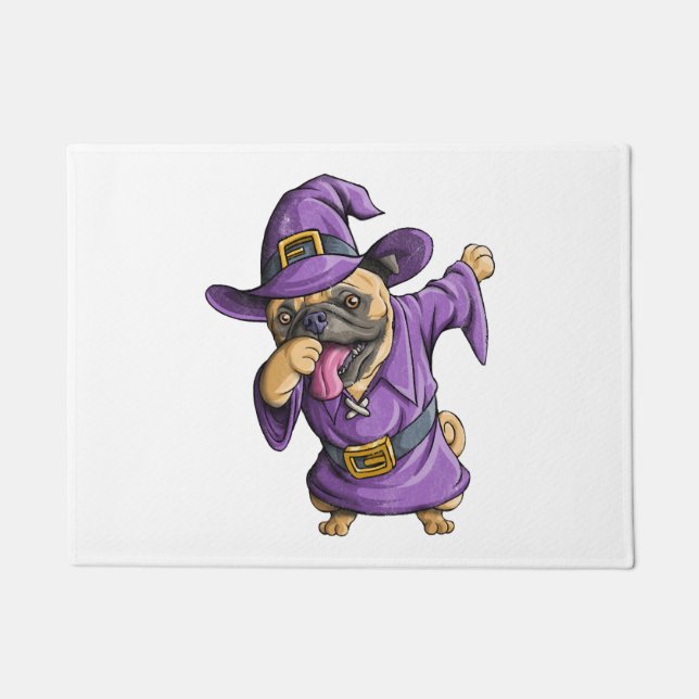 Felpudo Dabbing Witch Pug Cum Halloween Pugs Funny Dab (Anverso)