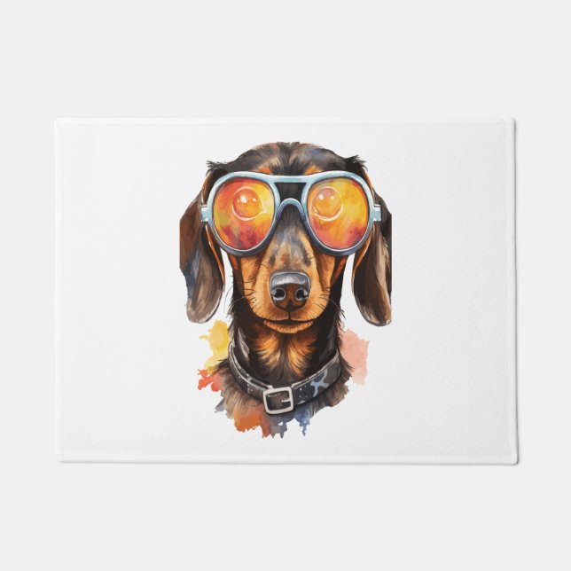 Felpudo Dachshund con lentes de sol (Anverso)