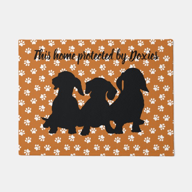 Felpudo Dachshund Door Mat Silhouette Doxies Butterscotch (Anverso)