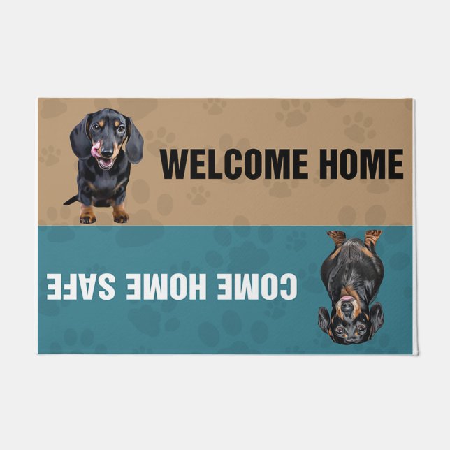Felpudo Dachshund Doormat/ Personalized Welcome Door Mat (Anverso)